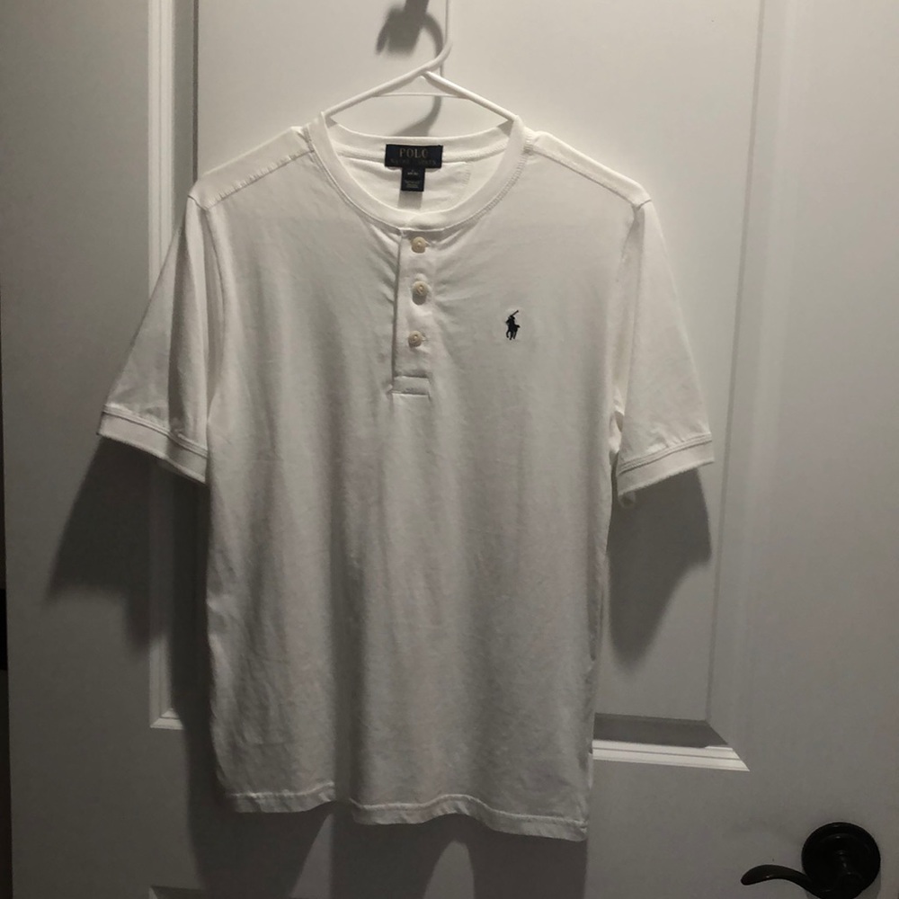 Boys 3 button white casual shirt. Polo by Ralph Lauren size L (14/16)